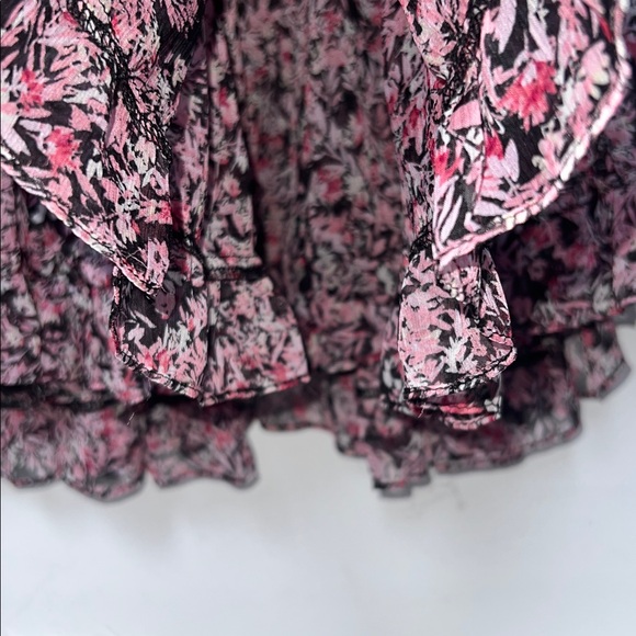 MISA Los Ángeles Marion Pink Floral Smocked, tiered floral Mini Skirt size XS - Picture 5 of 7